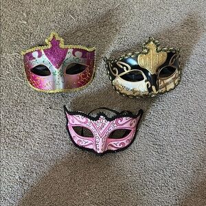 Trio of Vibrant Masquerade Masks